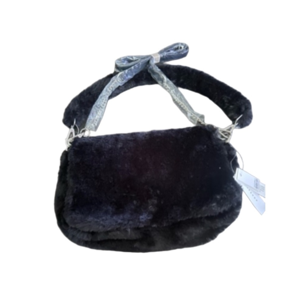 TOPSHOP fluffy black purse.